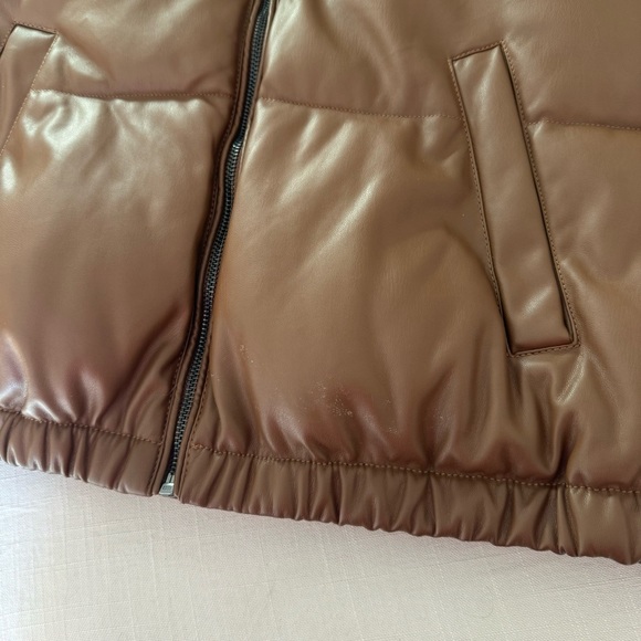Coffee Shop brown pleather puffer coat - Picture 3 of 6